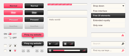 Black and Pink UI Resource PSD