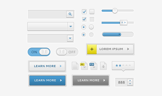 Clean Blue UI Elements PSD